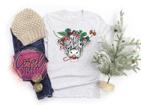 Christmas Shaggy Cow (YOUR CHOICE of Sweatshirt, Tee, or Raglan)