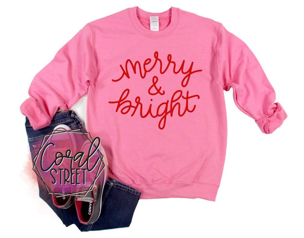 Merry and Bright Funky (Sweatshirt or Comfort Color L/S Tee)