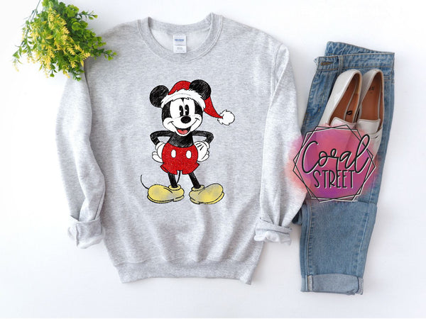 Christmas Mickey Sweatshirt OR Raglan (YOUTH AND ADULT)